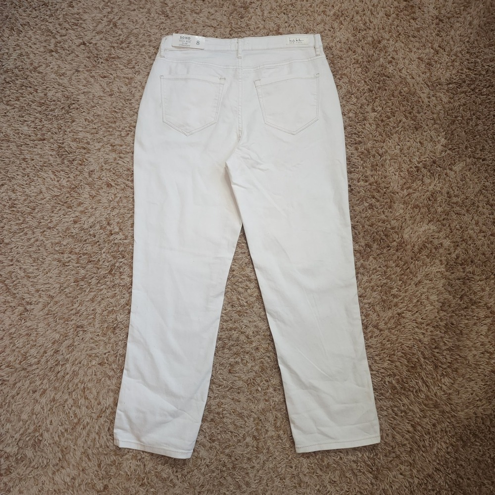 Nicole Miller Soho Slim Straight Jeans Womens 8 White High Rise Stretch Denim - Picture 9 of 12